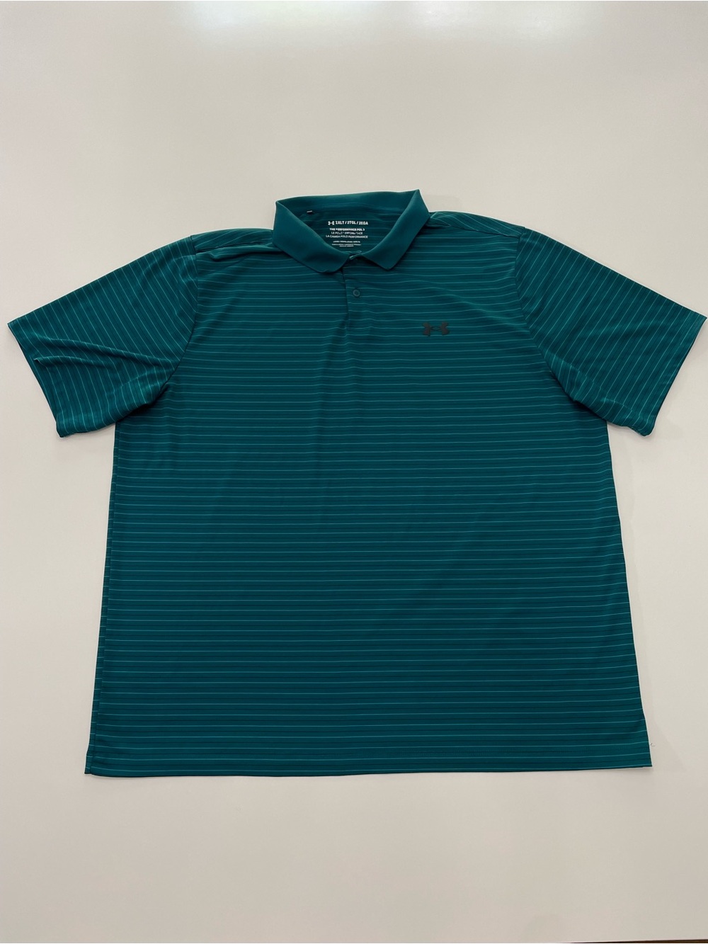 Under Armour Performance Golf Polo Teal Striped Mens 2XLT Gorpcore Preppy